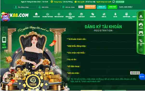 TK88 - Trải nghiệm hấp dẫn thế giới cờ bạc trực tuyến